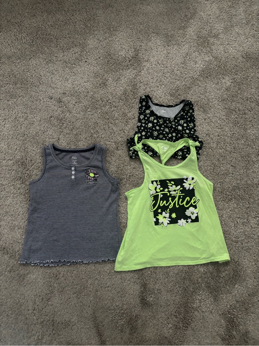 Justice Girls' Striped & Graphic Tank Tops Size Large 12/14